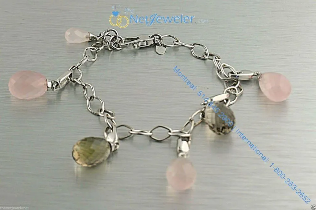 Dangle Briolette Gemstones Chain Bracelet Gold