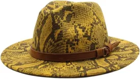 DHAEY Gentlemen's English Style Woolen Jazz Hat Snake Pattern Casual Top Hat Flat Brim Female Hat Felt Hat Luopan Caps & Hats (Color : Rose Red, Size : 56-58cm)
