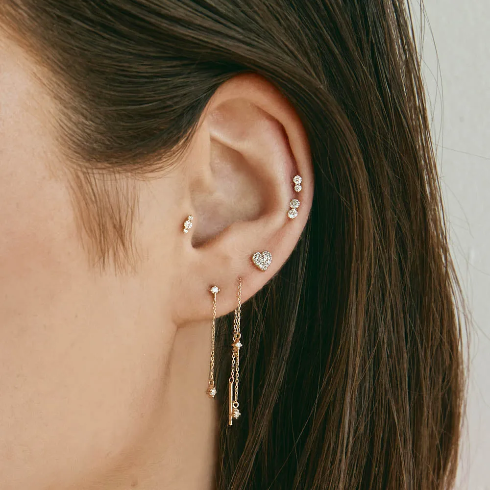 Diamond Drop Chain Stud Earrings in 10k Gold