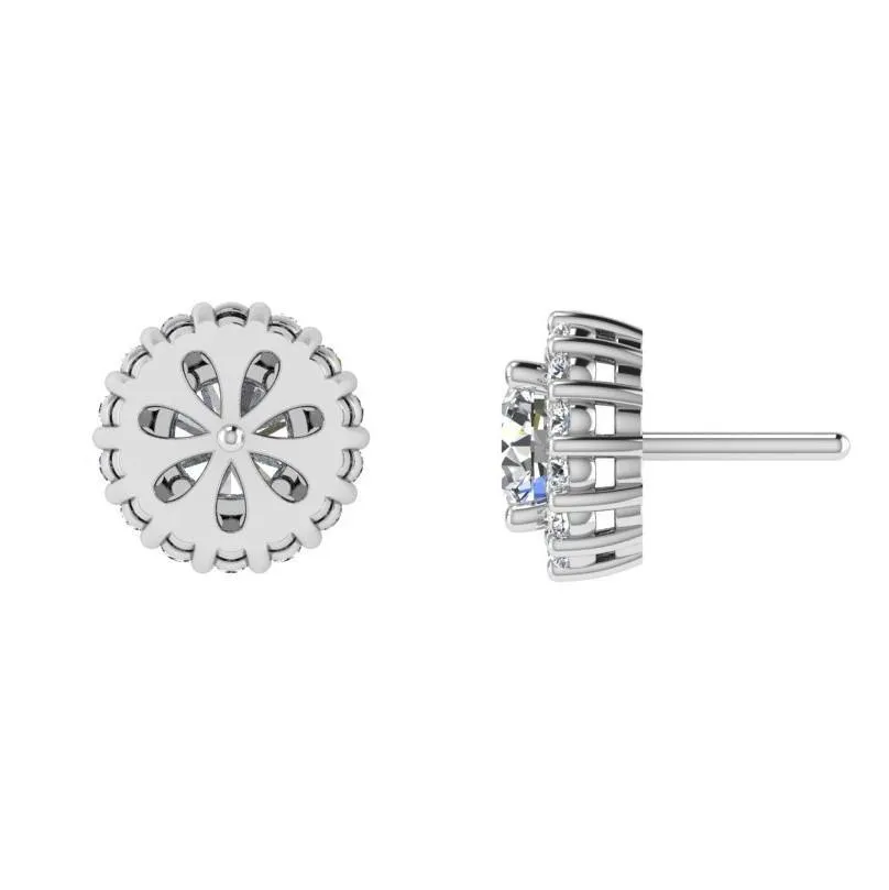 Diamond Halo Stud Earrings in 14k White Gold
