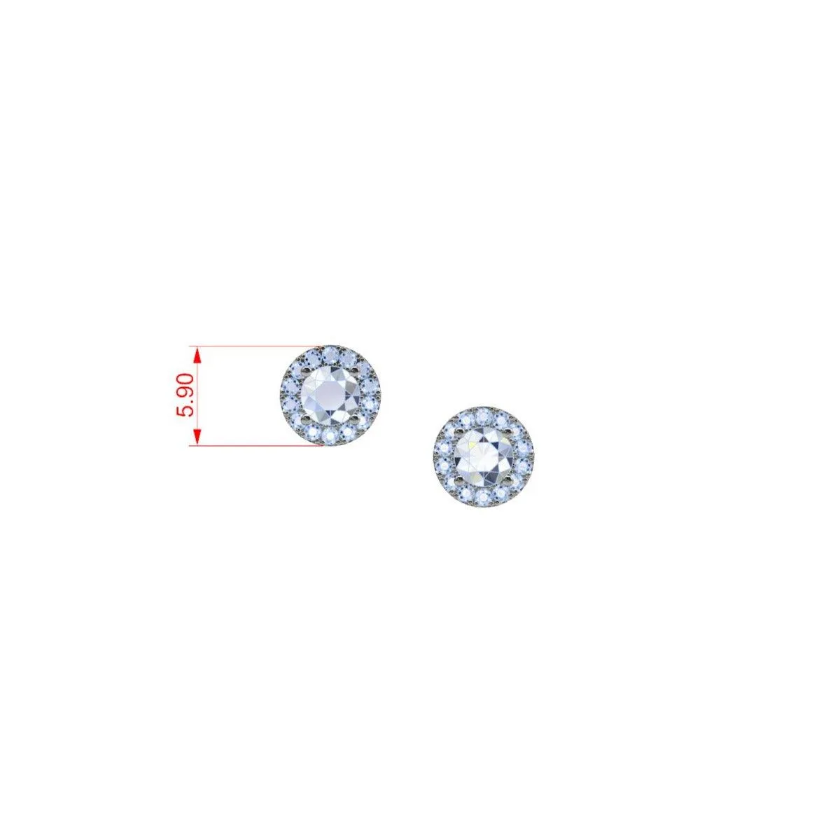 Diamond Halo Stud Earrings in 14k White Gold