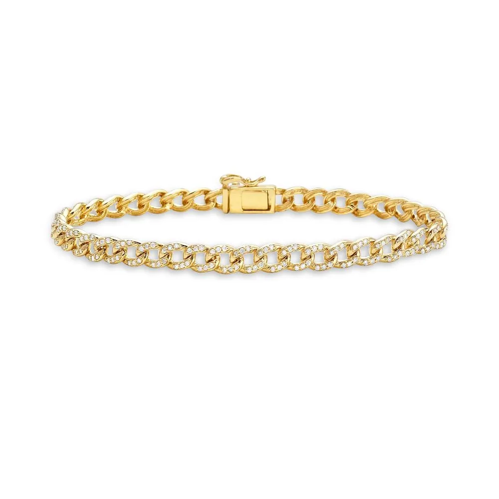 Diamond Mini Cuban Link Bracelet (1.00 ct.) 5 mm Pave' Setting in 14K Gold