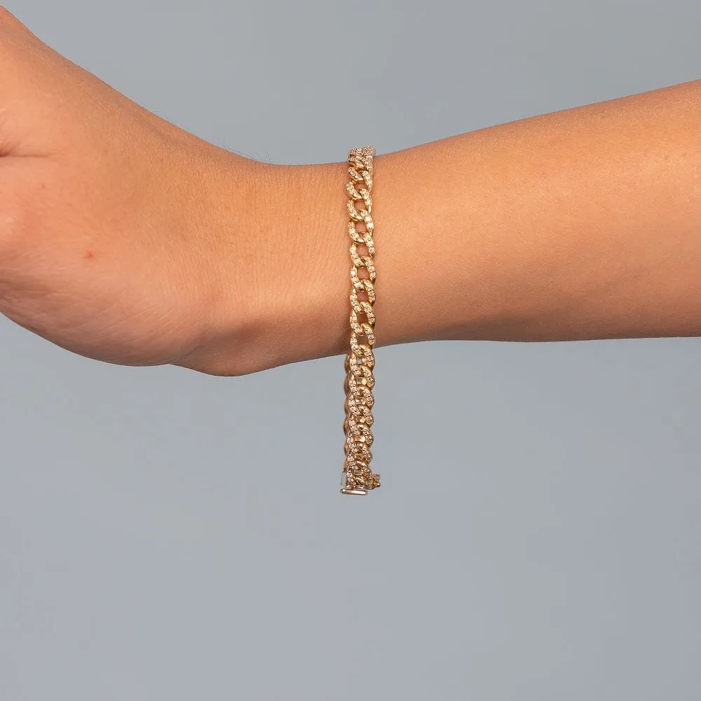 Diamond Mini Cuban Link Bracelet (1.00 ct.) 5 mm Pave' Setting in 14K Gold