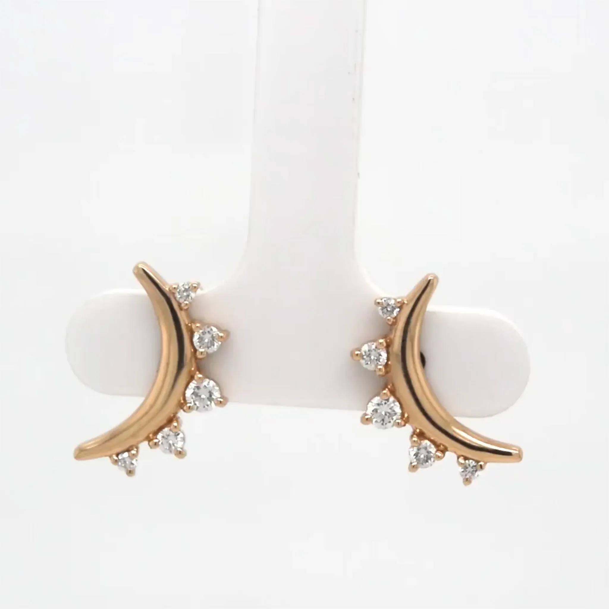 Diamond Moon Stud Earrings