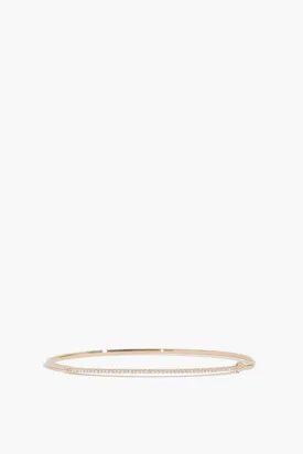 Diamond Row Wire Bangle in 14k Yellow Gold