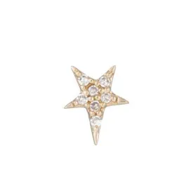 Diamond Yellow Gold Star SINGLE Stud Earring, 14k
