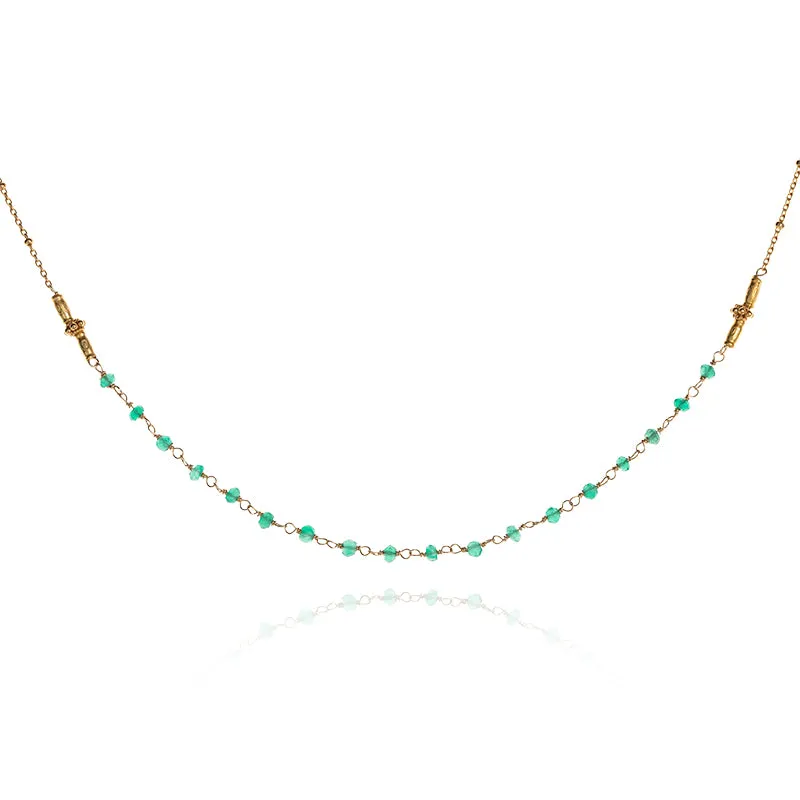 Elegant Dorian Green Onyx Collar Necklace with Luxe Gold Accents