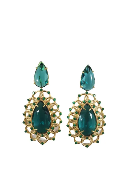Double Teardrop Stone Earrings