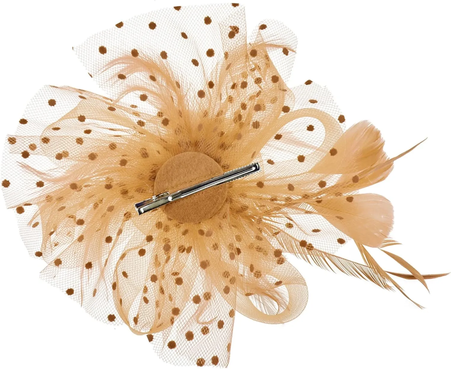 DRESHOW Fascinators Hat Flower Mesh Ribbons Feathers on a Headband and a Clip Tea Party Headwear for Girls and Women