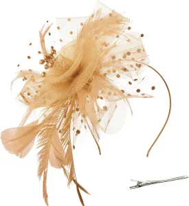 DRESHOW Fascinators Hat Flower Mesh Ribbons Feathers on a Headband and a Clip Tea Party Headwear for Girls and Women