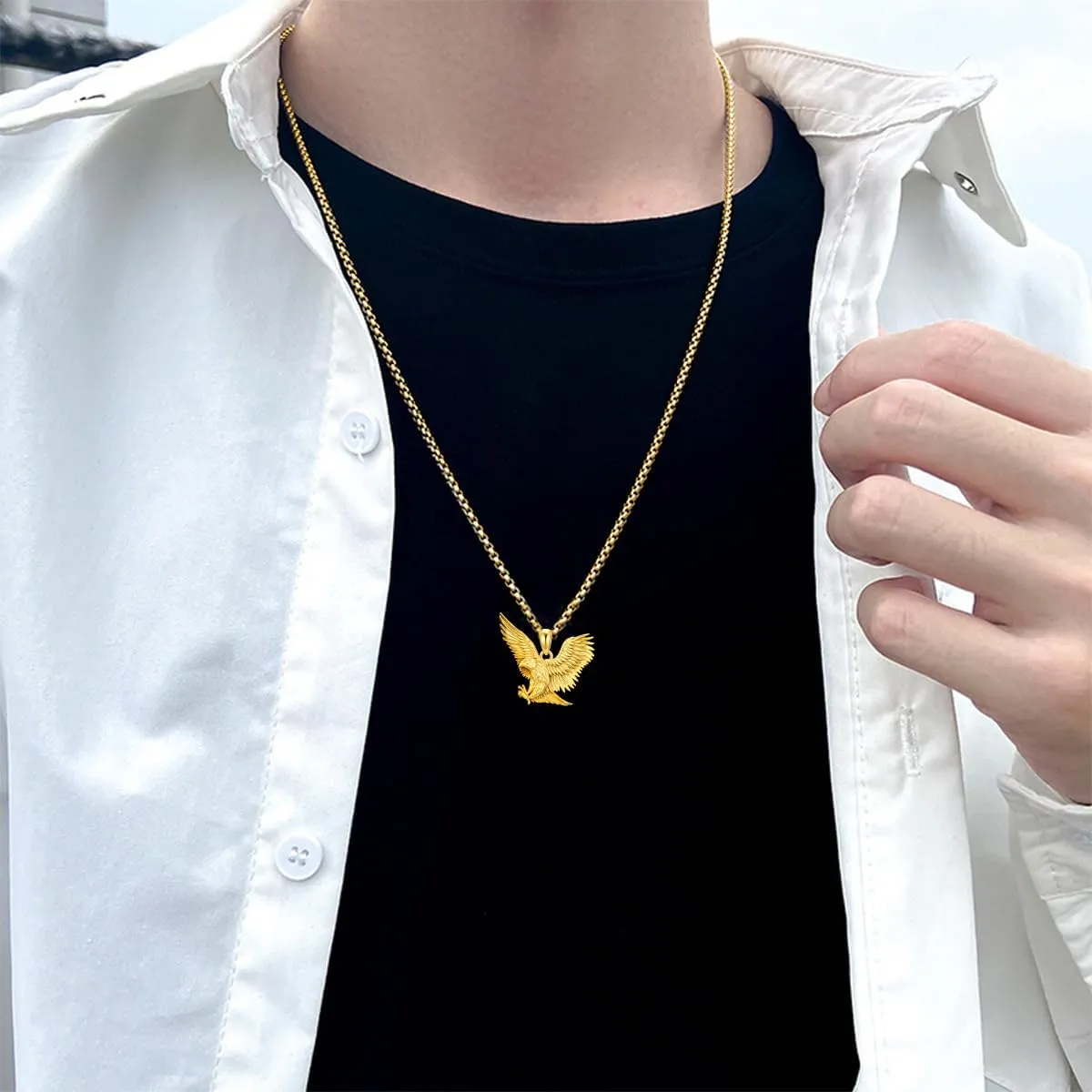 Eagle Necklace 925 Sterling Silver Eagle Pendant Jewelry for Men