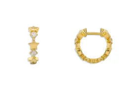 Earrings 18kt Gold Huggies Stars & Diamonds
