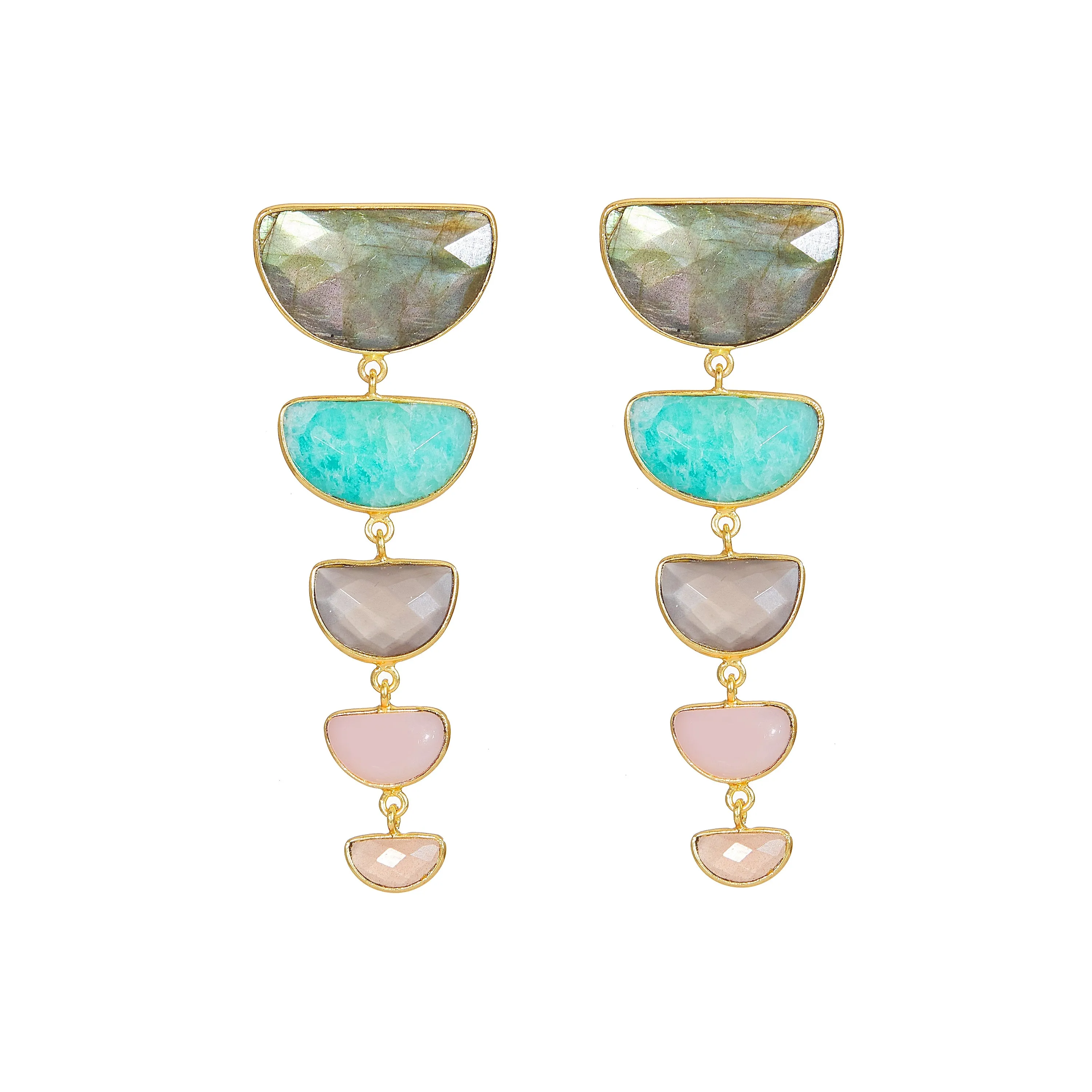 Earrings - Multi Gem Luna Chandelier