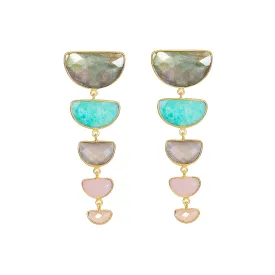 Earrings - Multi Gem Luna Chandelier