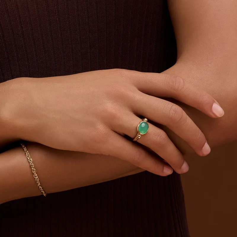 Elektra Ring, Chrysoprase, 9kt Yellow Gold