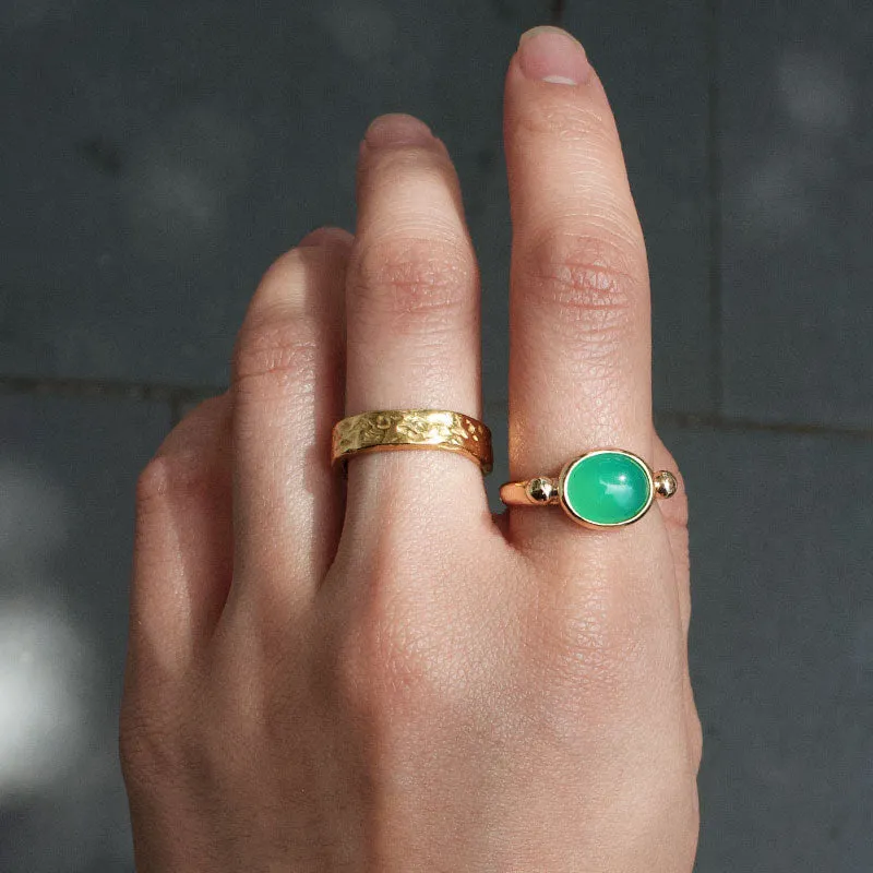 Elektra Ring, Chrysoprase, 9kt Yellow Gold