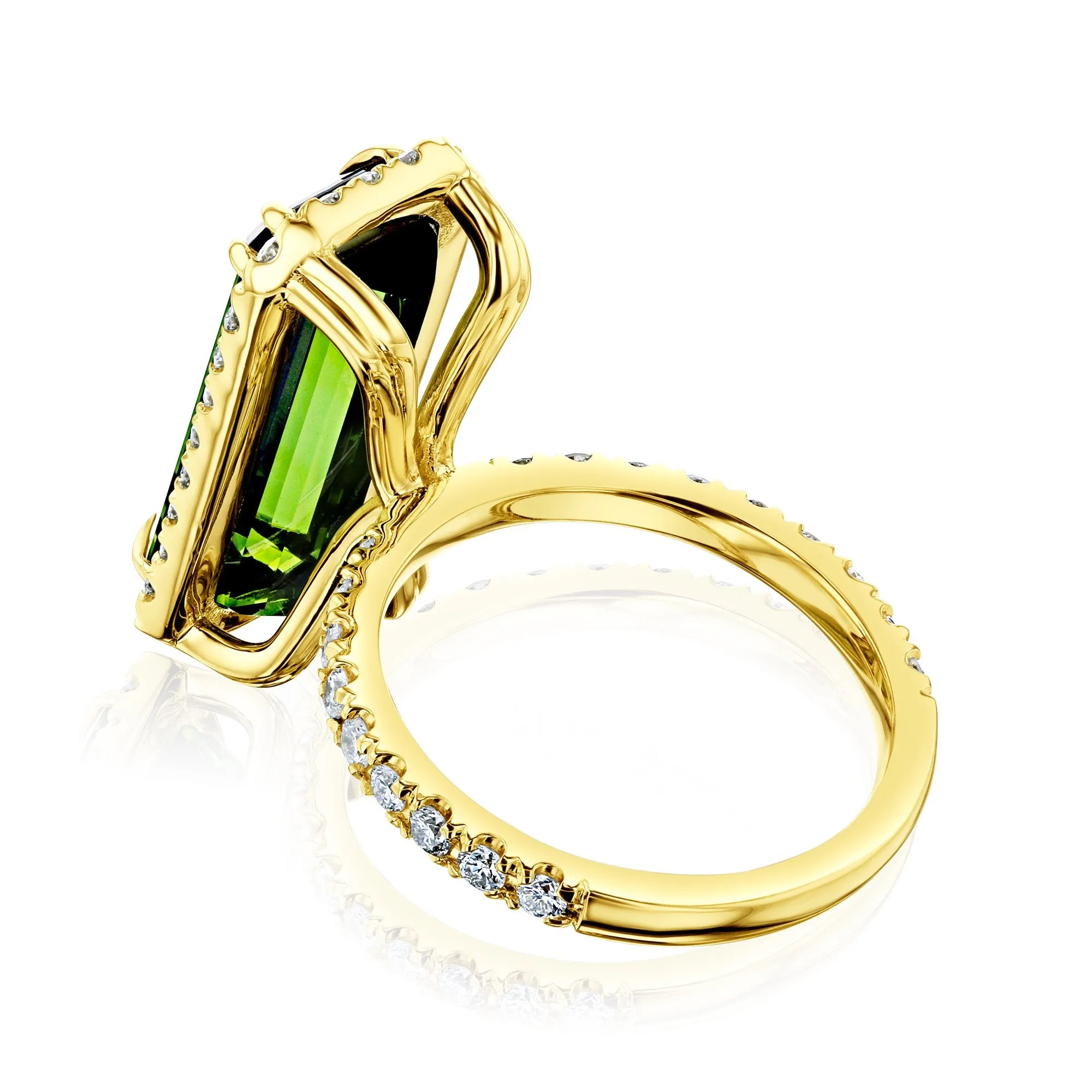Elongated Double-Prong Green Tourmaline Ring