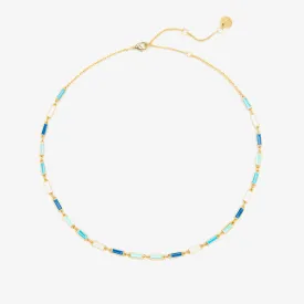 Elegant Polished Enamel Bar Pendant Choker Necklace with Adjustable Chain