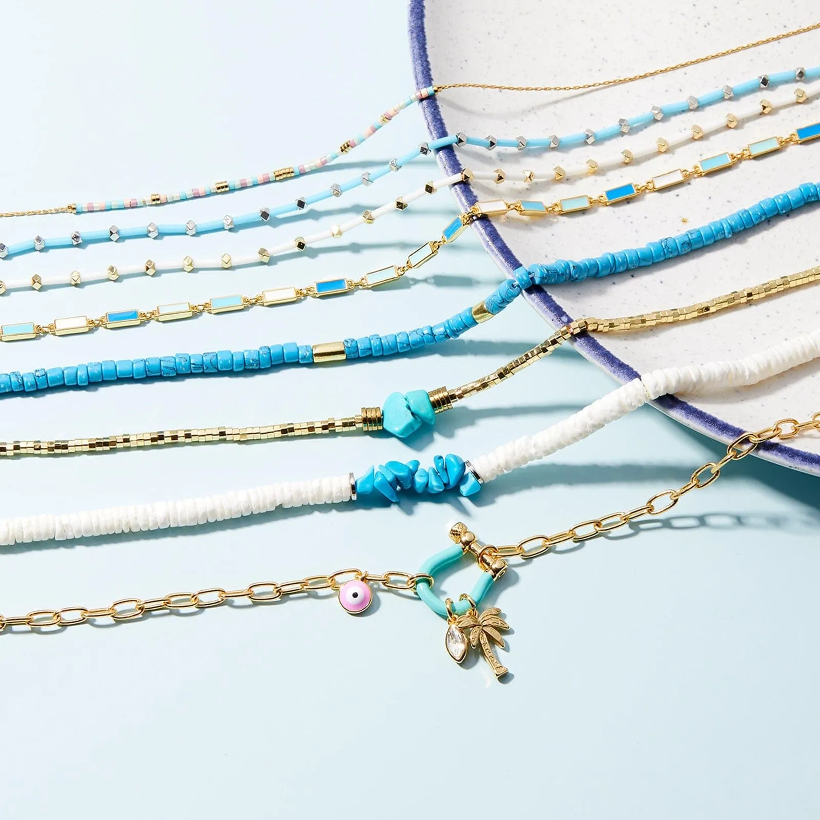Elegant Polished Enamel Bar Pendant Choker Necklace with Adjustable Chain