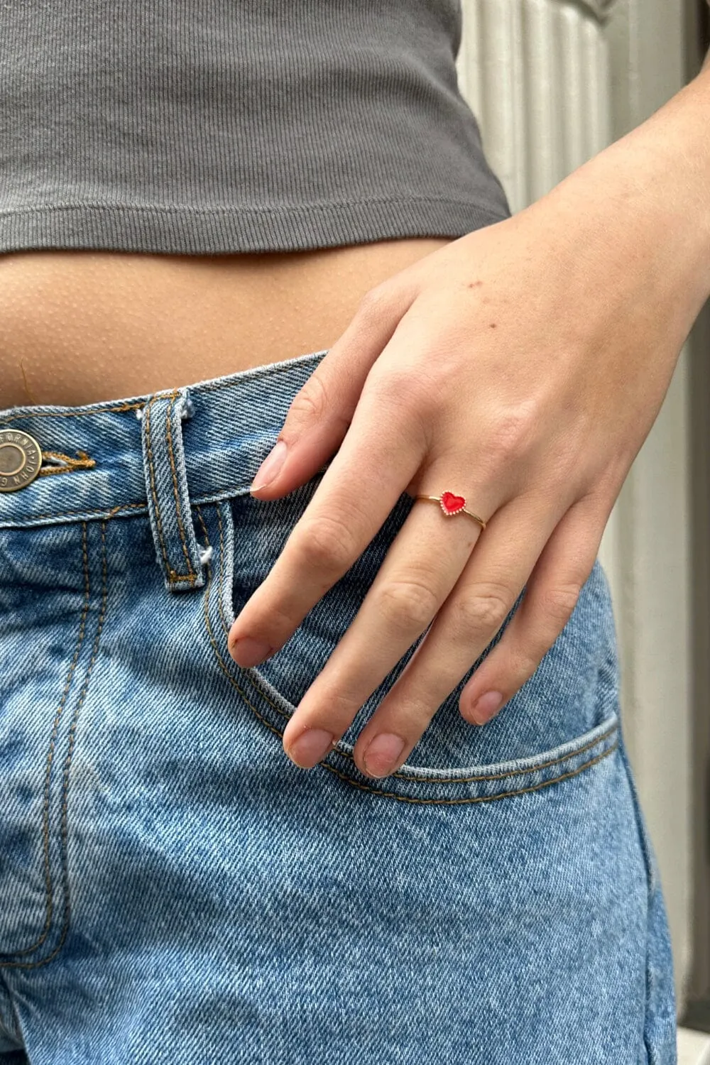 Enamel Heart Ring