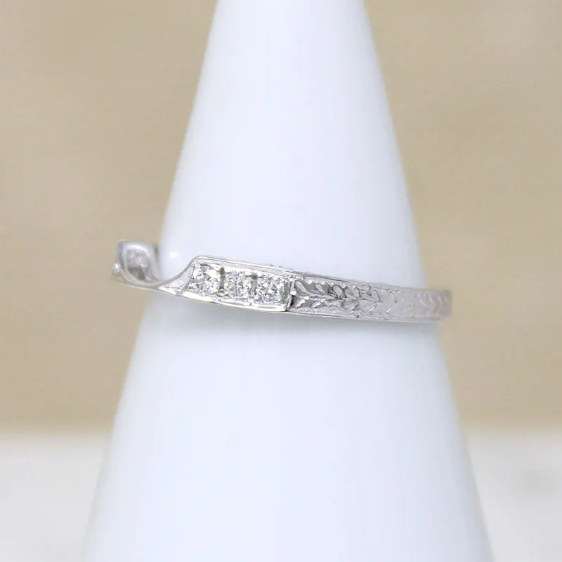 Engraved White Gold & Diamond Nesting Band by 720