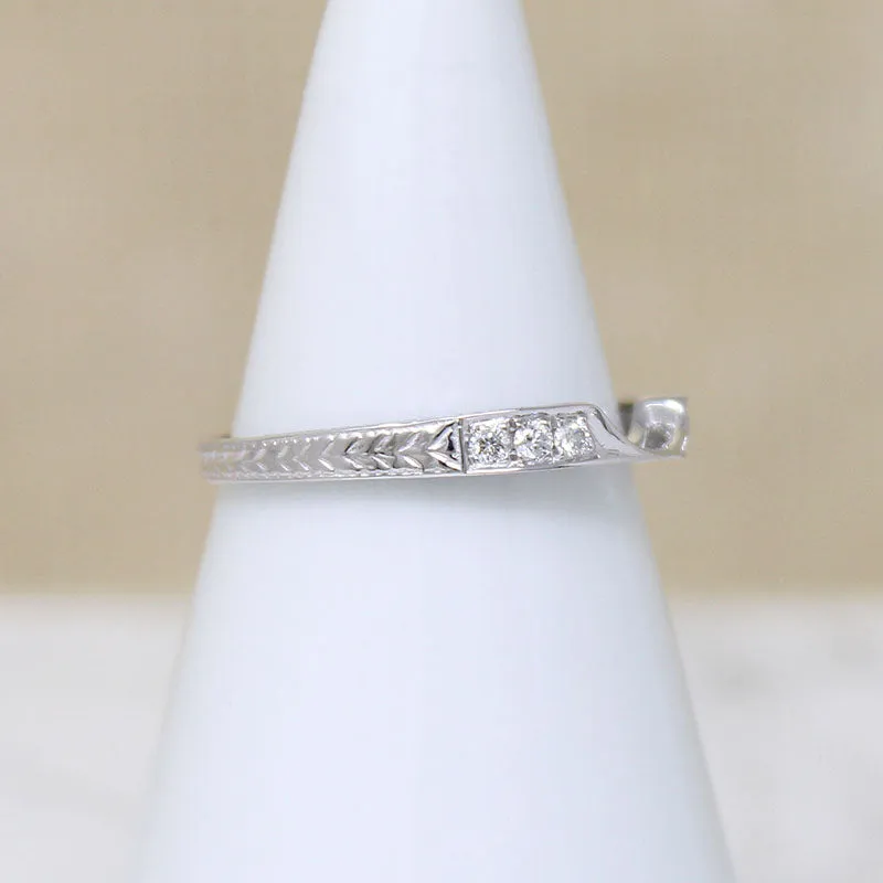 Engraved White Gold & Diamond Nesting Band by 720