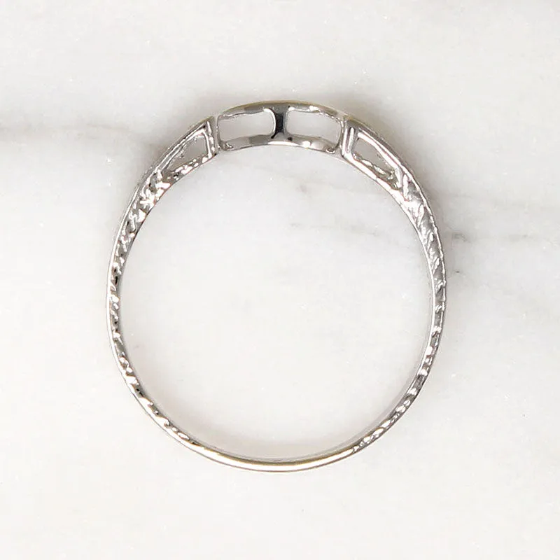 Engraved White Gold & Diamond Nesting Band by 720