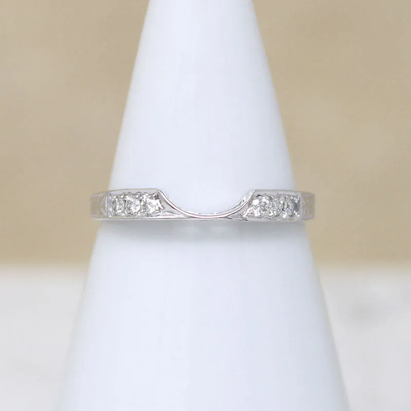 Engraved White Gold & Diamond Nesting Band by 720