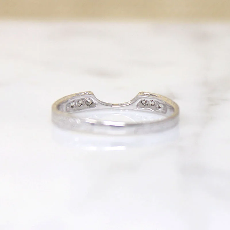 Engraved White Gold & Diamond Nesting Band by 720