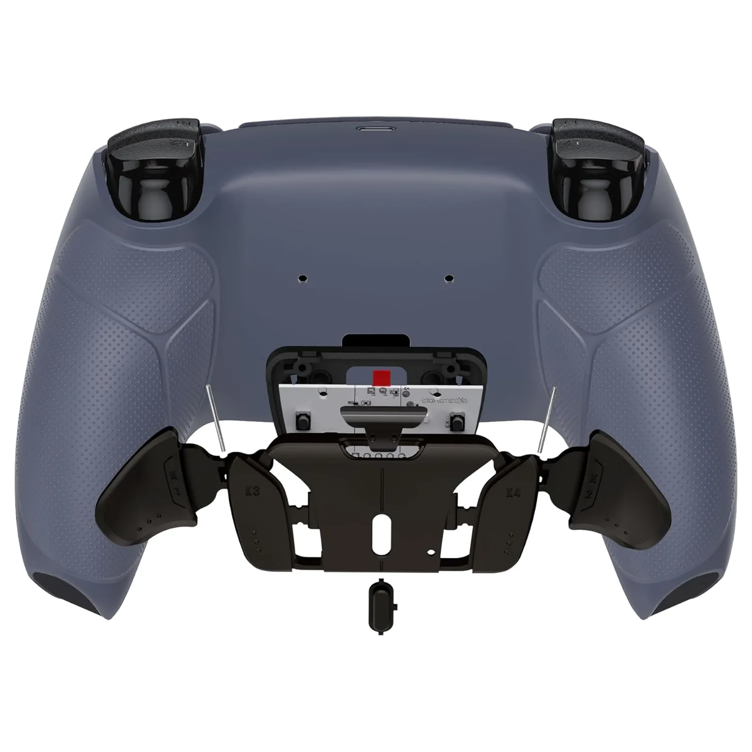 eXtremeRate Real Metal Buttons RMB RISE4 V3 Remap Kit for PS5 Controller BDM-030 040 050, Redesigned Sterling Silver Rubberized Grip Bottom Shell Upgrade Board 4 Back Paddles Set for PS5 Controller