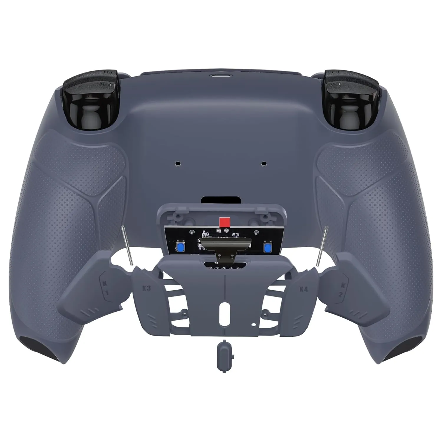 eXtremeRate Sterling Silver Rubberized Grip Programable RISE4 Remap Kit for PS5 Controller BDM-010 BDM-020, Upgrade Board, Redesigned Back Shell, 4 Back Buttons for PS5 Controller - Without Controller