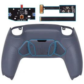 eXtremeRate Sterling Silver Rubberized Grip Programable RISE4 Remap Kit for PS5 Controller BDM-010 BDM-020, Upgrade Board, Redesigned Back Shell, 4 Back Buttons for PS5 Controller - Without Controller