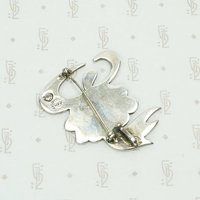Fabulous Taxco Parrot Pin in Sterling & Turquoise