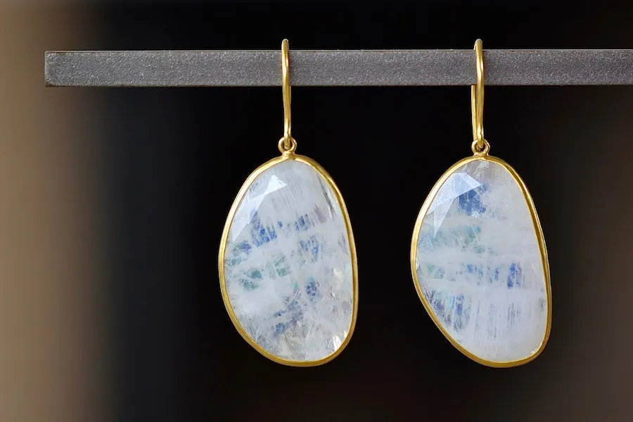 First Frost Large Single Moonstone Drop Earrings