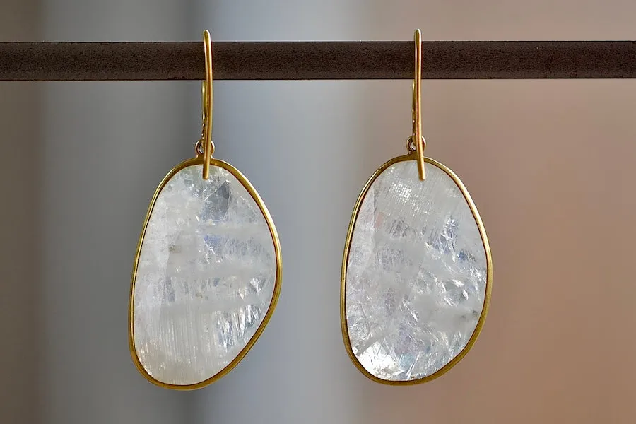 First Frost Large Single Moonstone Drop Earrings