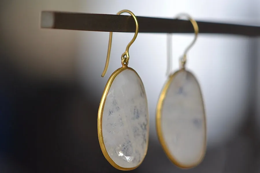 First Frost Large Single Moonstone Drop Earrings