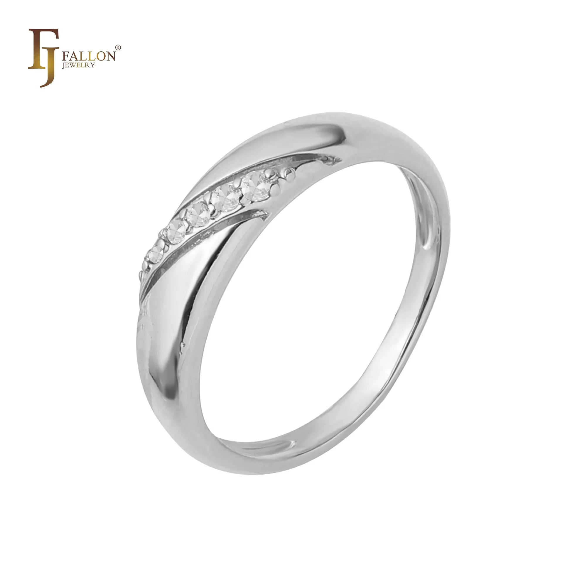 .Five stones rings in 18K Gold, Rose Gold, 14K Gold two tone plating colors