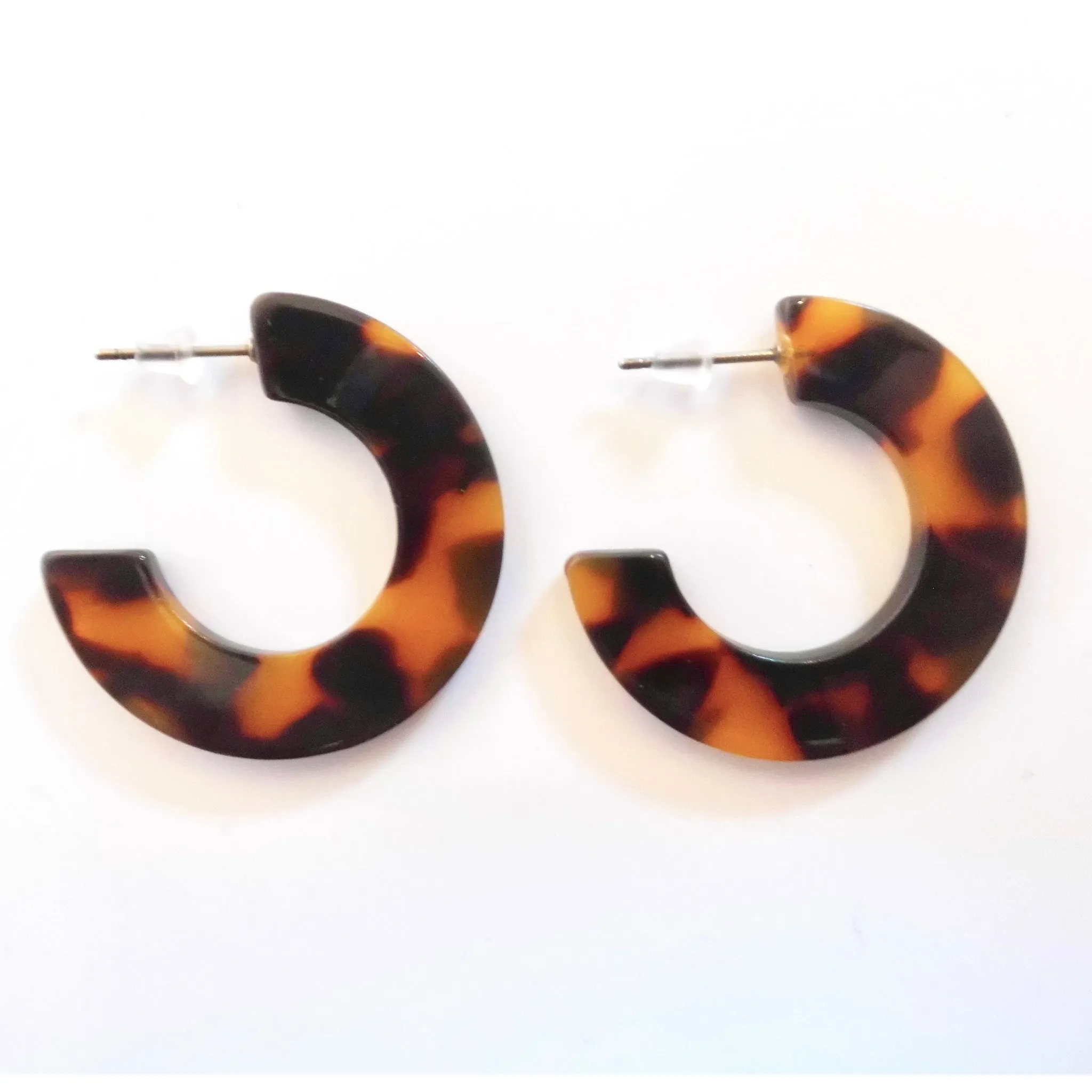 Flat Tortoiseshell Hoop Earrings