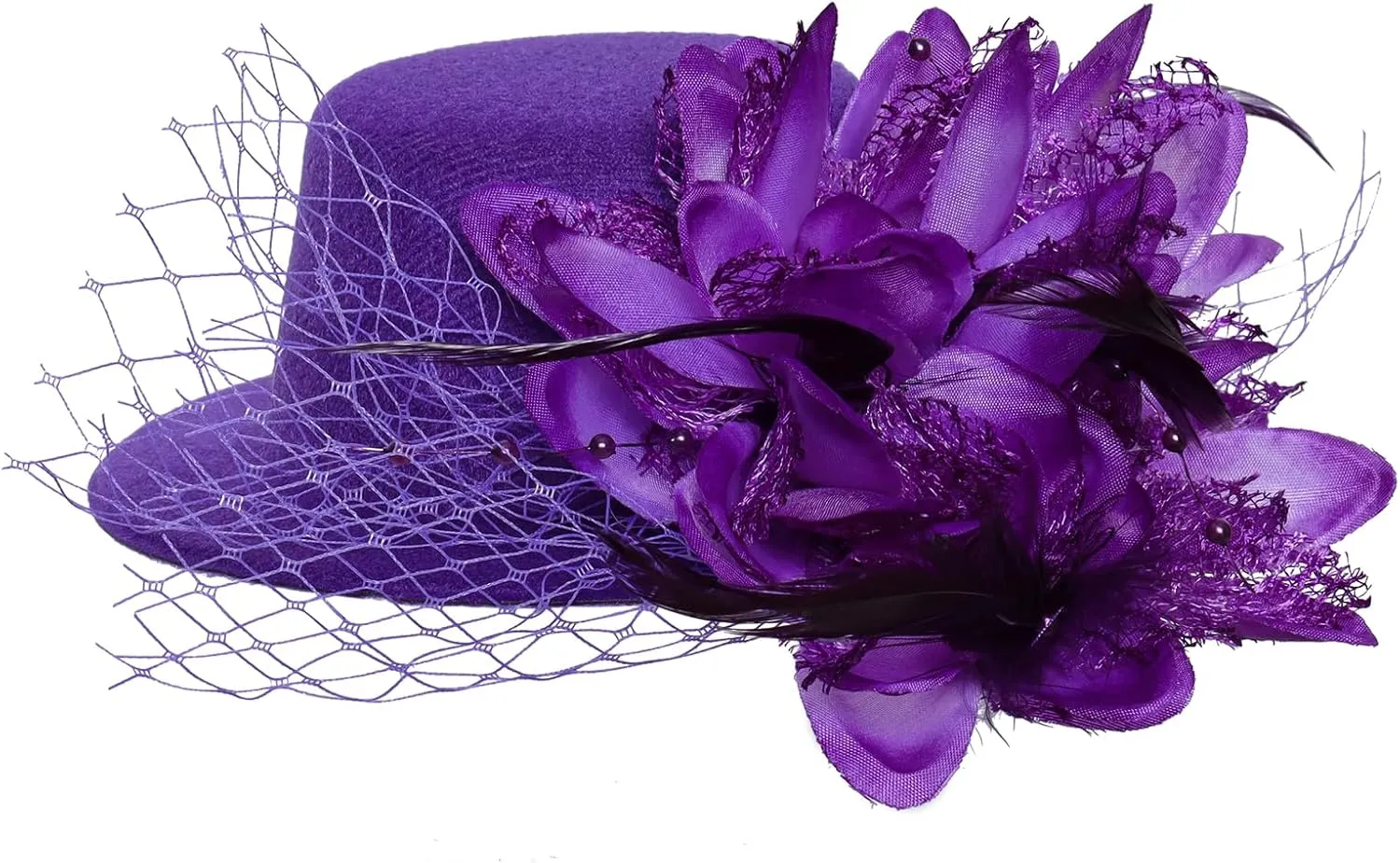 Fumwase Flower Mini Top Hat Hair Clip Small Tea Party Hats Fancy Hats with Clip Fascinators Headwear for Women Ladies