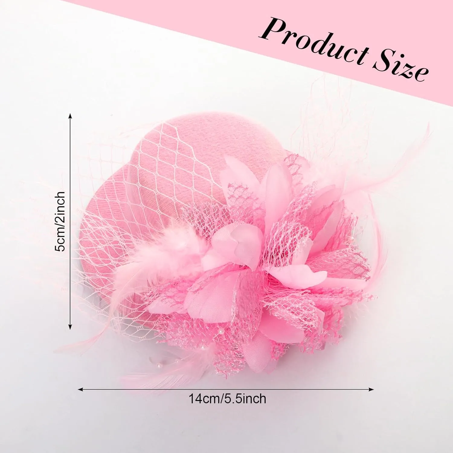 Fumwase Flower Mini Top Hat Hair Clip Small Tea Party Hats Fancy Hats with Clip Fascinators Headwear for Women Ladies