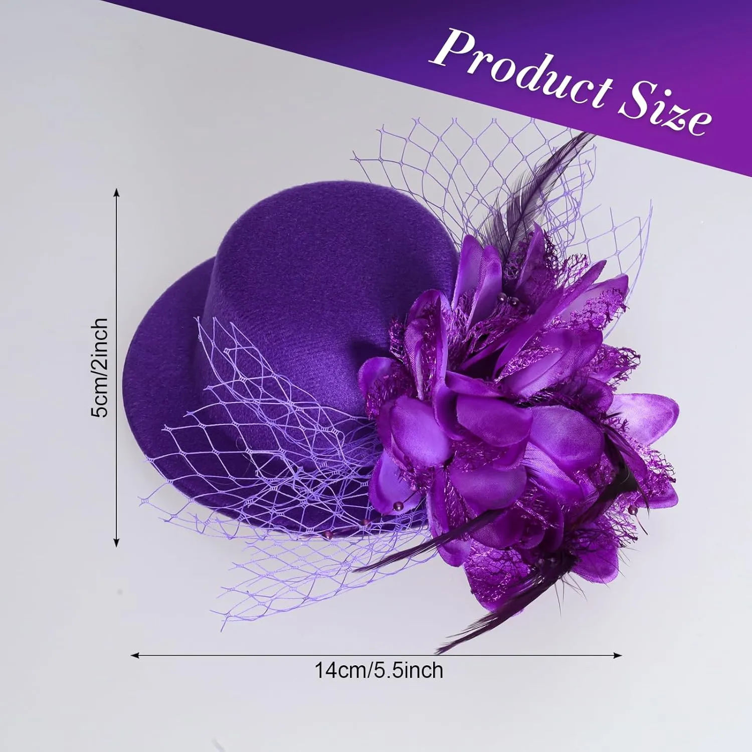 Fumwase Flower Mini Top Hat Hair Clip Small Tea Party Hats Fancy Hats with Clip Fascinators Headwear for Women Ladies