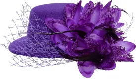 Fumwase Flower Mini Top Hat Hair Clip Small Tea Party Hats Fancy Hats with Clip Fascinators Headwear for Women Ladies