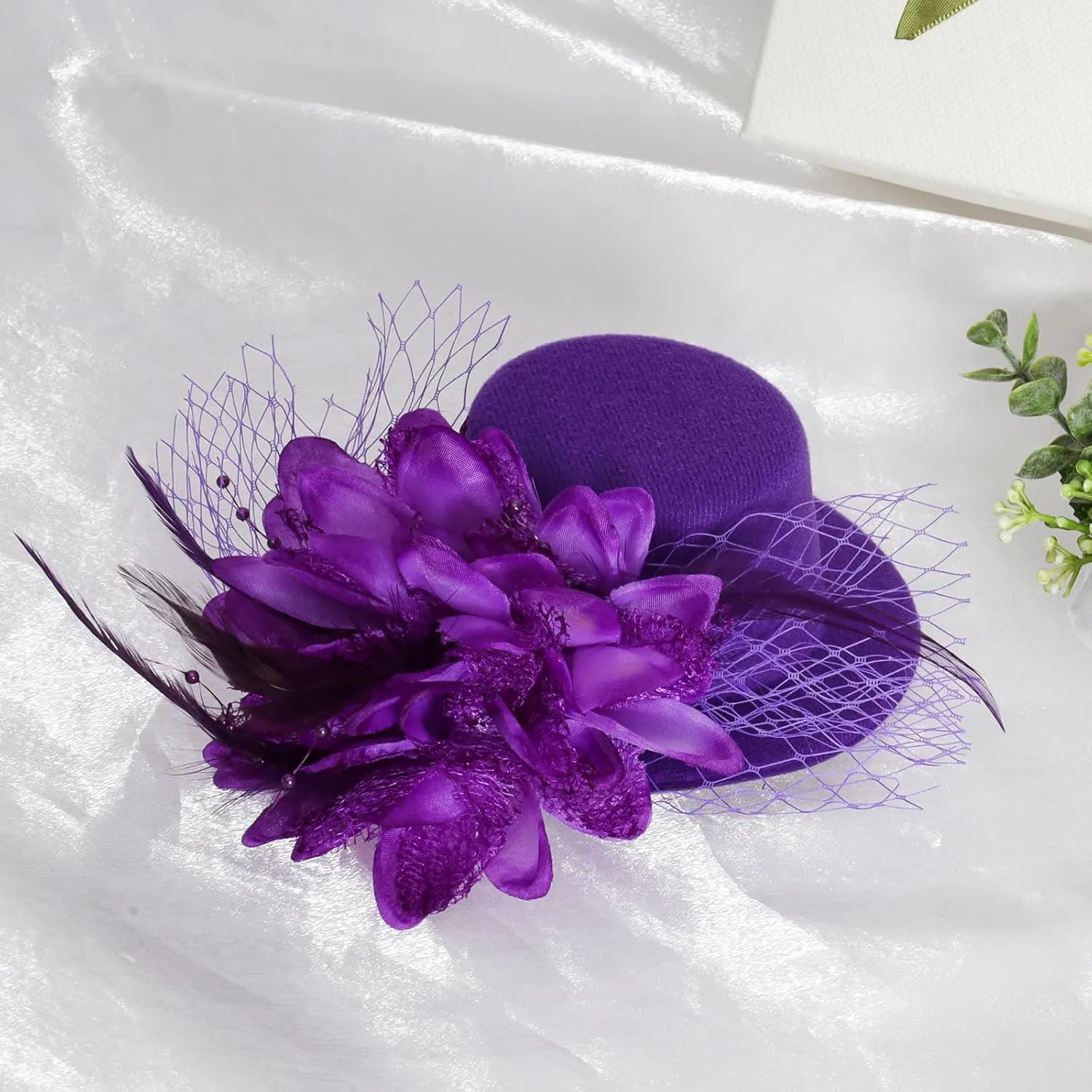 Fumwase Flower Mini Top Hat Hair Clip Small Tea Party Hats Fancy Hats with Clip Fascinators Headwear for Women Ladies