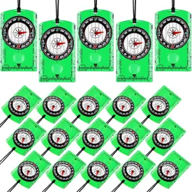 Geiserailie 20 Pcs Acrylic Orienteering Hiking Compass Navigation Backpacking Professional Compass Children Boy Map Reading for Survival Outdoor Exploring, Green