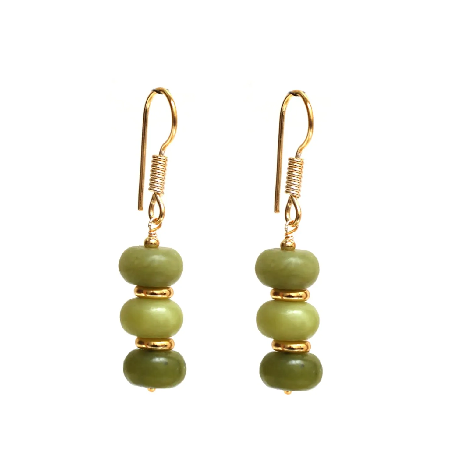 Gempires Natural Green Opal Crystal Earrings Lightweight Handmade Beaded Gemstone Jewelry Hypoallergenic Gold Plated Drop Dangle Earrings For Women