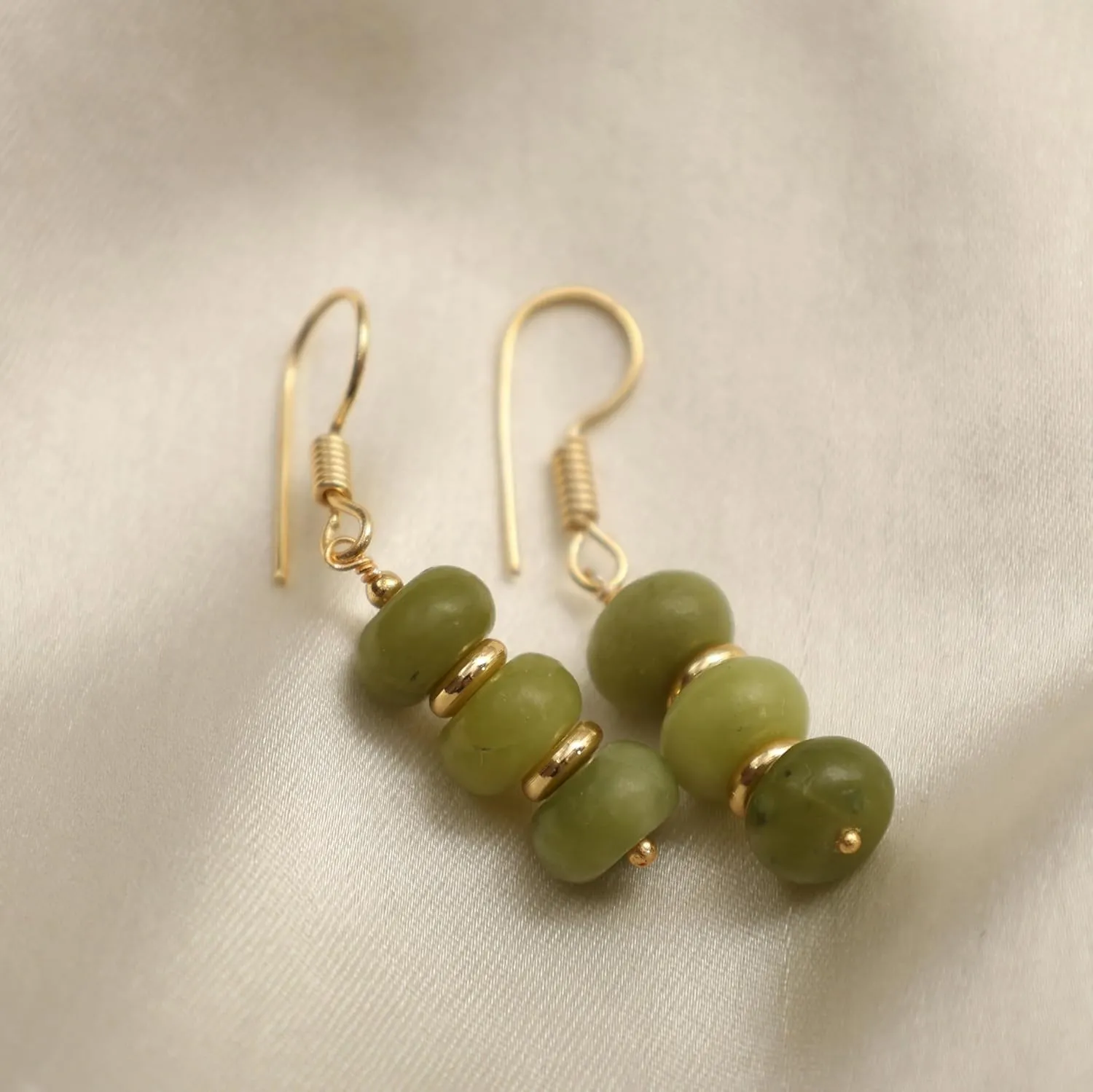 Gempires Natural Green Opal Crystal Earrings Lightweight Handmade Beaded Gemstone Jewelry Hypoallergenic Gold Plated Drop Dangle Earrings For Women