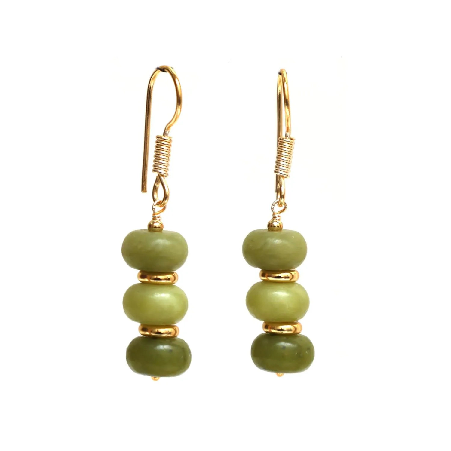Gempires Natural Green Opal Crystal Earrings Lightweight Handmade Beaded Gemstone Jewelry Hypoallergenic Gold Plated Drop Dangle Earrings For Women