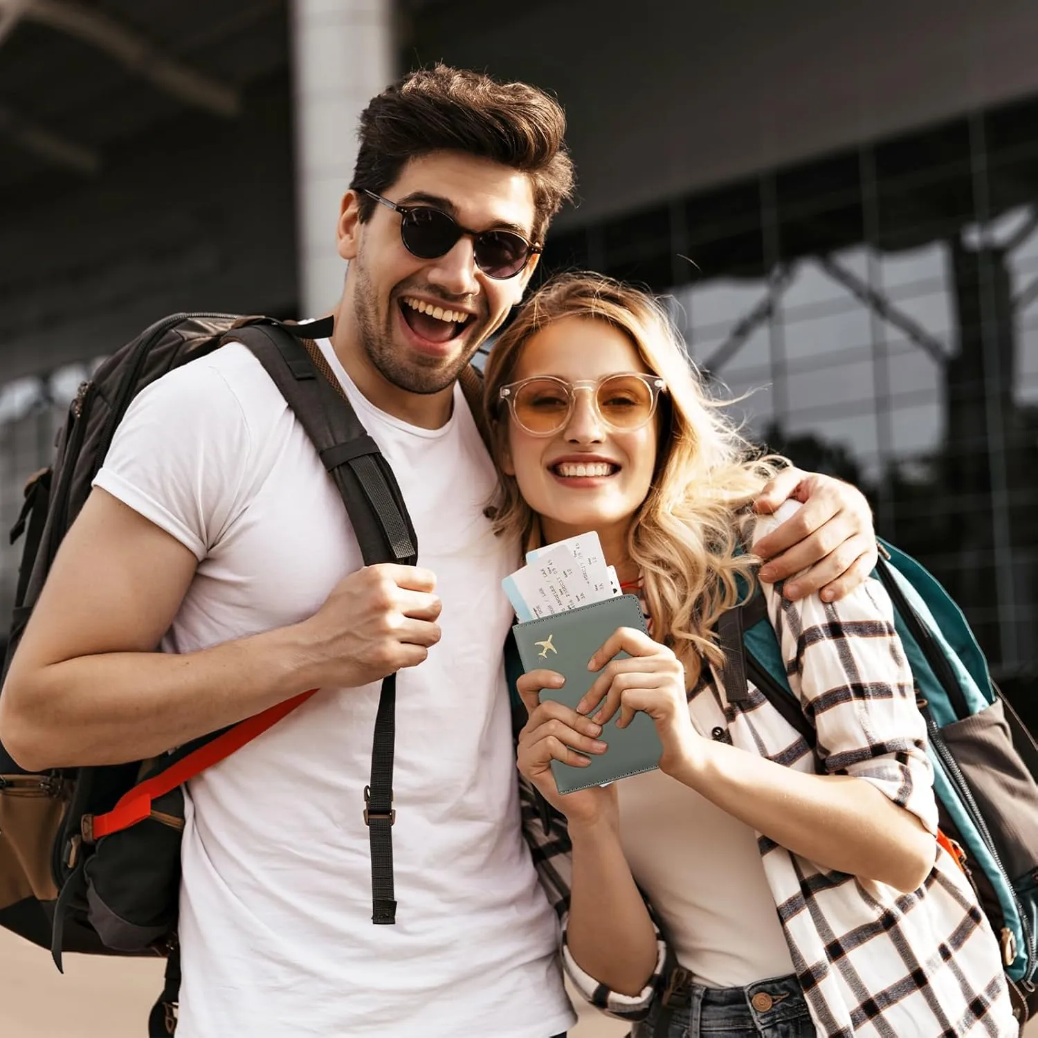 GOAUS Passport Holder for Travel with Airtag Card Slots, Money Pocket, Women Men RFID Blocking Wallet Book Case Green