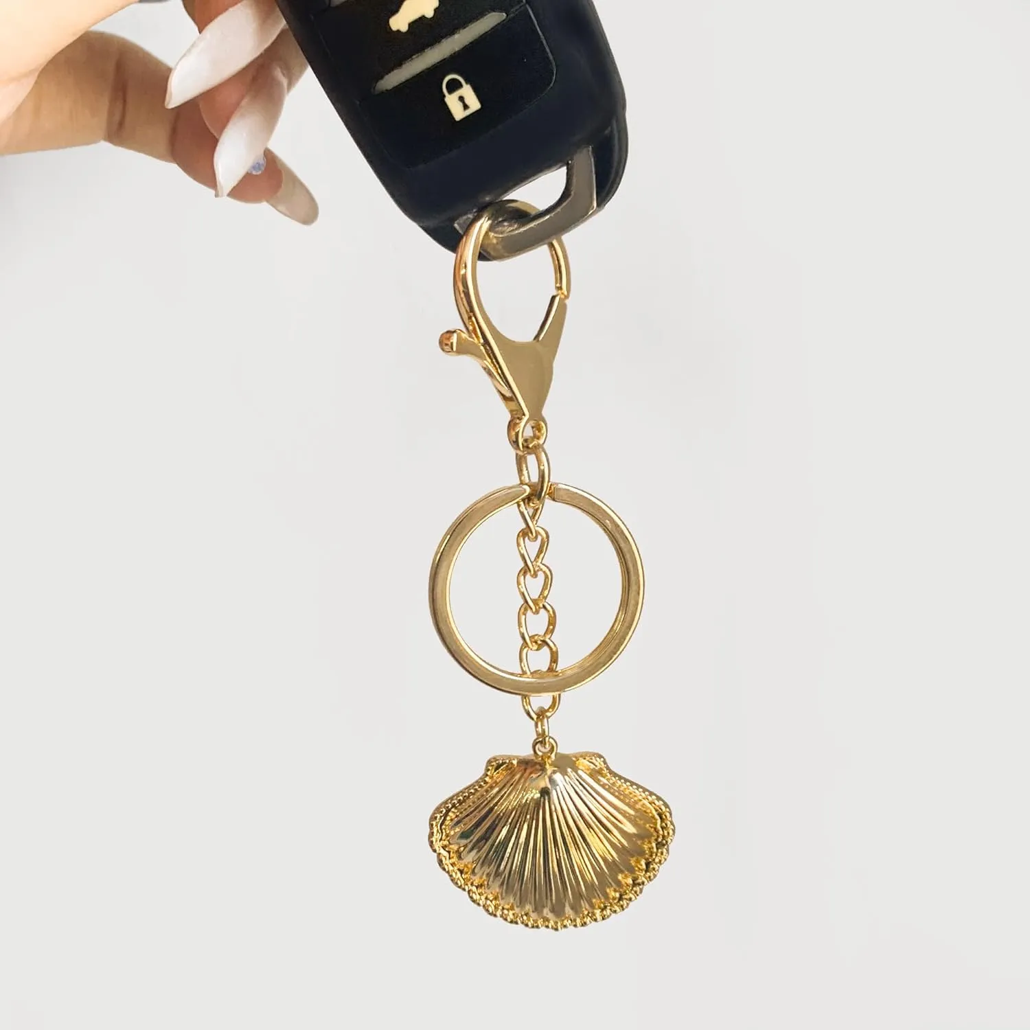 Gold Shell Starfish Keychain Accessories - Ocean Charm Keychains Accessories for Travel on Beach Bag/Handbag/Tote Bag