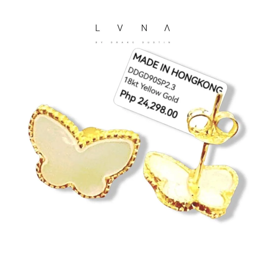 #GOLD2024 | 18K Golden Mother of Pearl Butterfly Stud Earrings